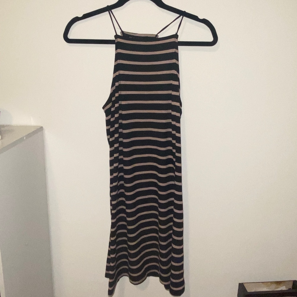 Black & tan stripe dress
